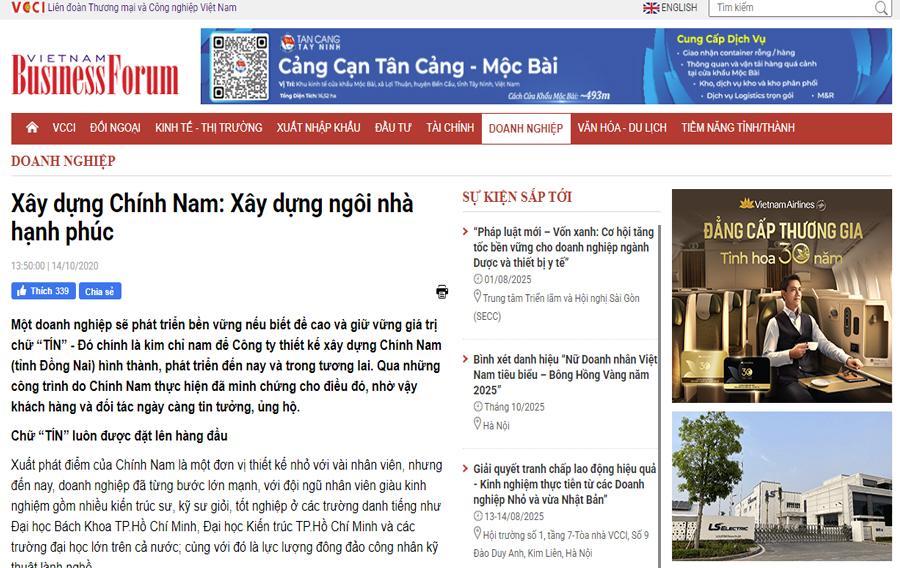Vietnam Business Forum | Xây dựng Chính Nam - Xây dựng ngôi nhà hạnh phúc