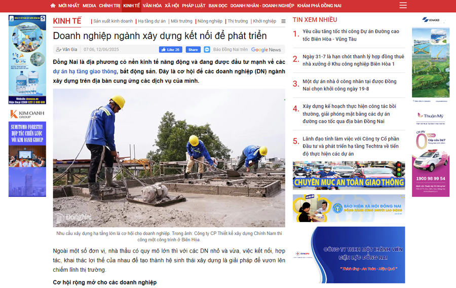 Báo Đồng Nai | Doanh nghiệp ngành xây dựng kết nối để phát triển