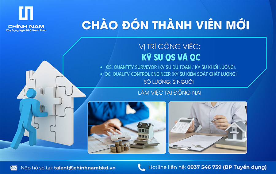 TUYỂN DỤNG THÁNG 09/2025 |  VỊ TRÍ: KỸ SƯ QS + QC (QUANTITY SURVEYOR/KỸ SƯ DỰ TOÁN)