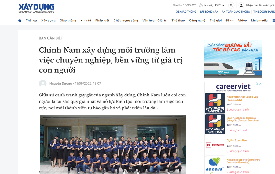Báo Xây dựng | Chính Nam xây dựng môi trường làm việc chuyên nghiệp, bền vững từ giá trị con người