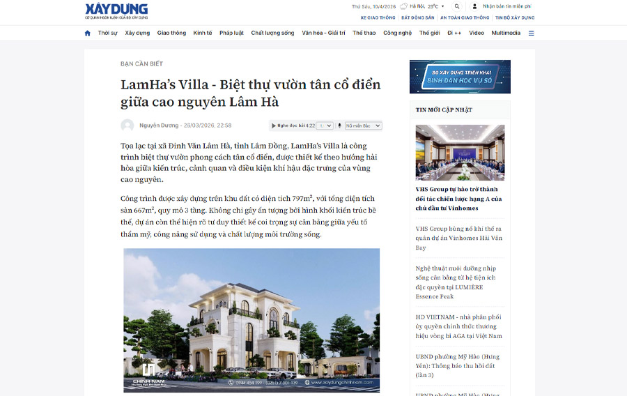 Báo Xây dựng | LamHa’s Villa - Biệt thự vườn tân cổ điển giữa cao nguyên Lâm Hà