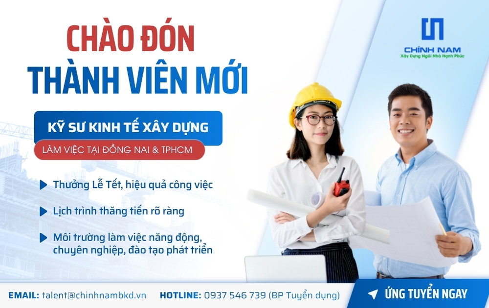 TUYỂN DỤNG 2026 | VỊ TRÍ:  KỸ SƯ KINH TẾ XÂY DỰNG - DỰ TOÁN (QS) SL:01