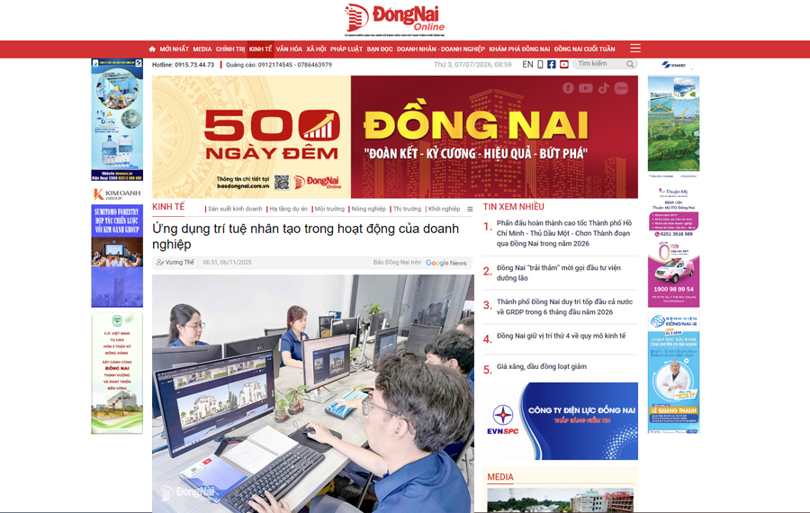 Báo Đồng Nai | Ứng dụng trí tuệ nhân tạo AI trong hoạt động của doanh nghiệp