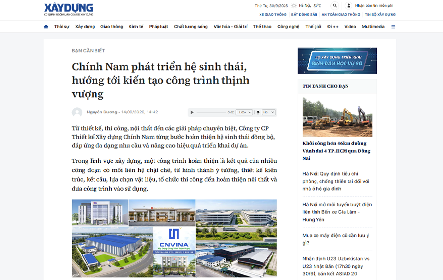 Báo Xây dựng | Chính Nam phát triển hệ sinh thái, hướng tới kiến tạo công trình thịnh vượng