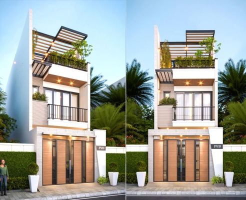 TOH24-02: CÔNG TRÌNH PVĐ HOUSE NHÀ PHỐ 3 TẦNG PHONG CÁCH HIỆN ĐẠI, TỐI GIẢN