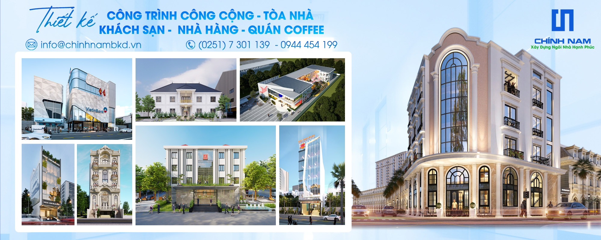 Dịch Vụ Thiết Kế & Thi Công Tòa Nhà, Khách Sạn, Văn Phòng, Quán Cafe Đẹp Tại Biên Hòa, Đồng Nai | Chính Nam